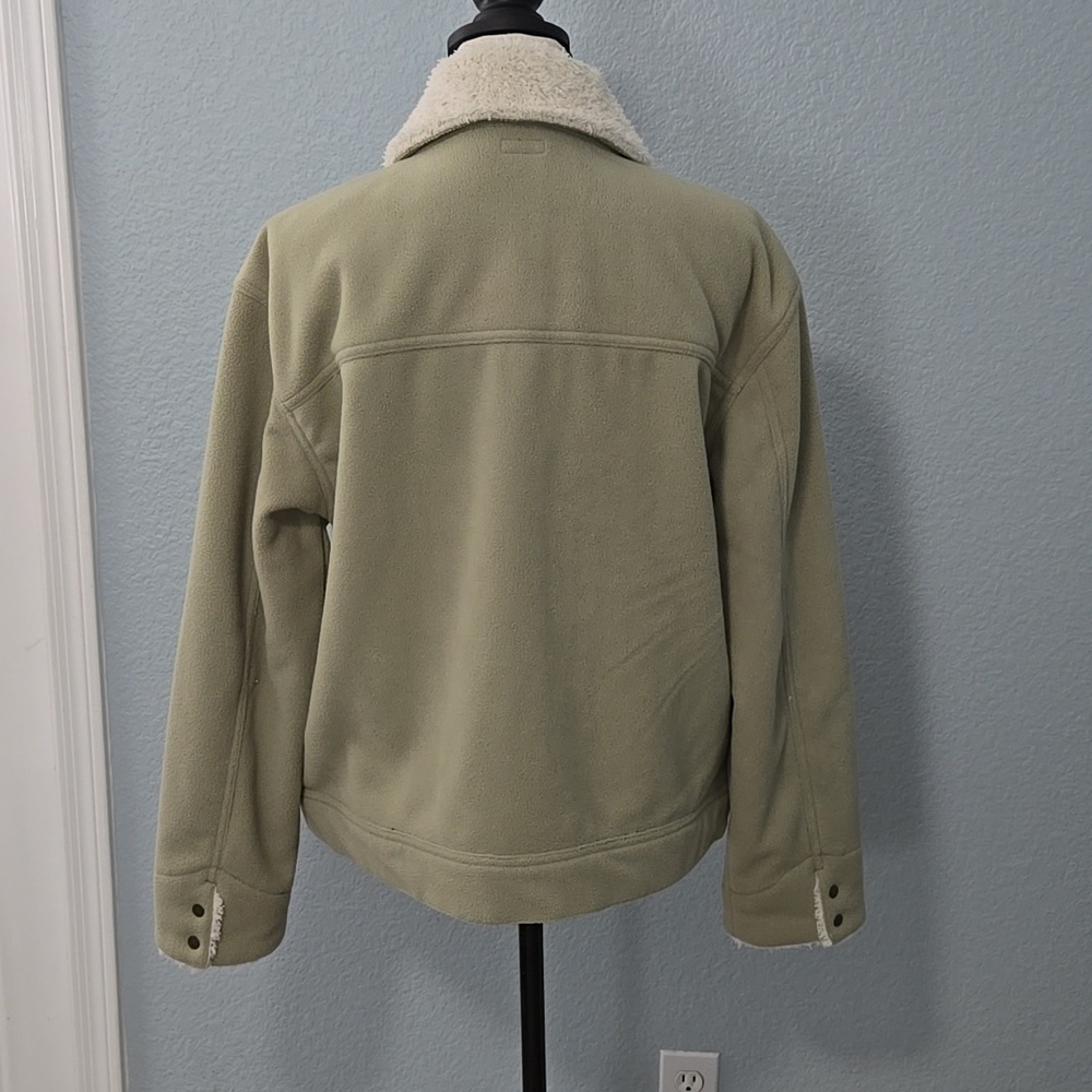 FAHERTY High Pile Fleece Lined Trucker Jacket Sz Large In Sea Grass Green - Picture 9 of 16